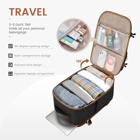 LOVEVOOK Travel Backpack for Women Men, TSA Carry on Backpack Flight Approved 40L Fits 17 Inch Laptop, Waterproof Personal Item Travel Bag Business Weekender Daypack with Detachable Crossbody Bag in Saudi Arabia