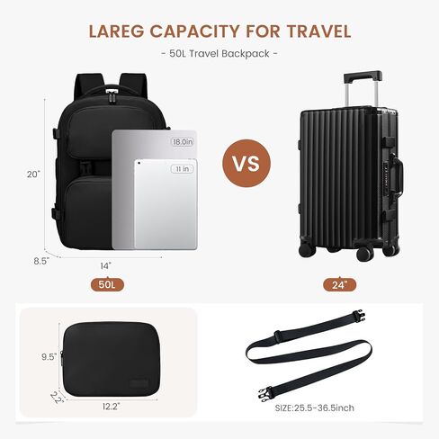 LoveVook سفر على ظهره للنساء ، TSA Carry On Backpack Flight معتمدة من 40 لترًا ، وهو جهاز كمبيوتر محمول 17 بوصة ، ومقاوم للماء ، حقيبة سفر ، Business Weekender مع حقيبة Crossbody قابلة للفصل in Kuwait