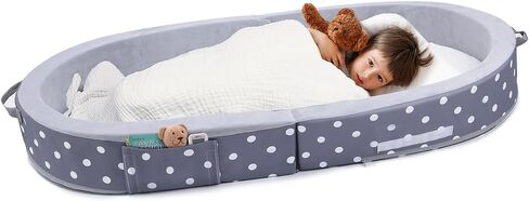 Mooedcoe Foldable Toddler Floor Bed with Sides, Portable Toddler Bumper Bed for Travel Kid Foam Sleeping Cot in Saudi Arabia