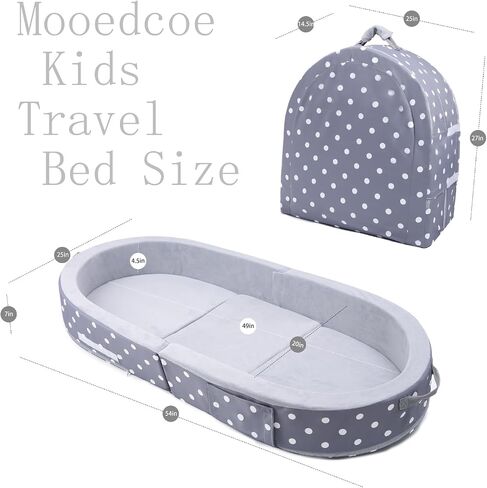 Mooedcoe Foldable Toddler Floor Bed with Sides, Portable Toddler Bumper Bed for Travel Kid Foam Sleeping Cot in Saudi Arabia