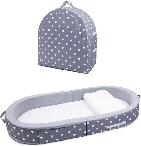 Mooedcoe Foldable Toddler Floor Bed with Sides, Portable Toddler Bumper Bed for Travel Kid Foam Sleeping Cot in Saudi Arabia