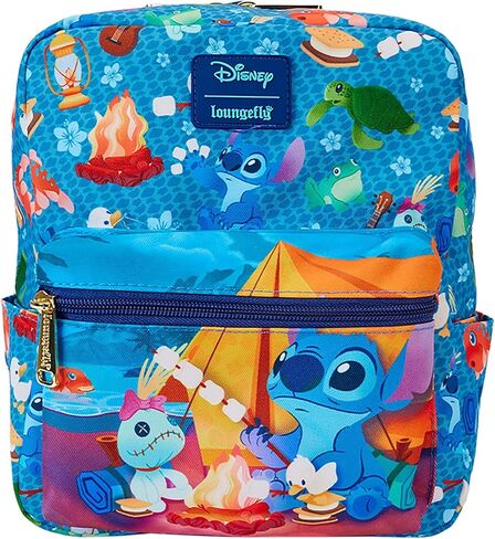 Loungefly Disney Stitch Camping Cuties All-Over Print Nylon Square Mini Backpack, Small in Saudi Arabia