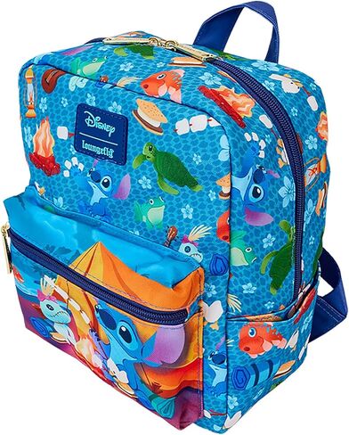 Loungefly Disney Stitch Camping Cuties All-Over Print Nylon Square Mini Backpack, Small in Saudi Arabia