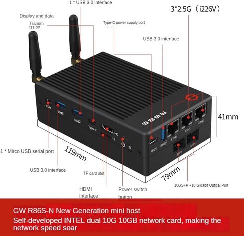 GW R86S-N Series N100A N100B N305A ROUTER SOFT GENERD 12th Intel Alder Lake N100 I3 N305 10G WIFI6 GIGABIT 2.5G MINI HOST (N100B) in Kuwait