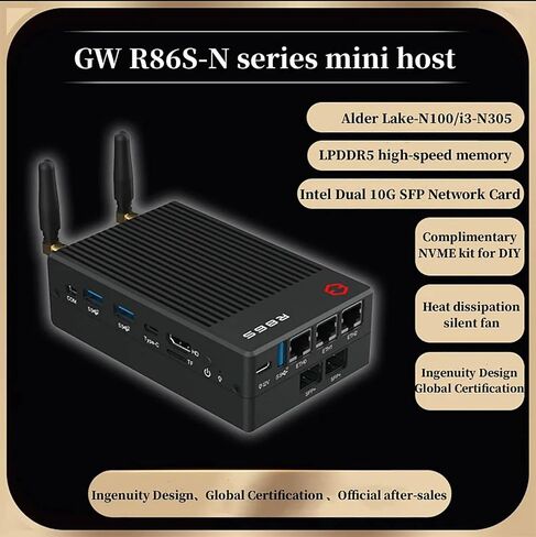 GW R86S-N Series N100A N100B N305A ROUTER SOFT GENERD 12th Intel Alder Lake N100 I3 N305 10G WIFI6 GIGABIT 2.5G MINI HOST (N100B) in Kuwait