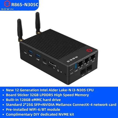 GW R86S-N Series N100A N100B N305A ROUTER SOFT GENERD 12th Intel Alder Lake N100 I3 N305 10G WIFI6 GIGABIT 2.5G MINI HOST (N100B) in Kuwait