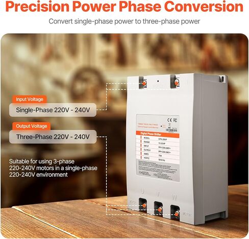 Happybuy 3 Phase Converter - 20HP 70A 220V Single Phase to 3 Phase Converter, 220V-240V Input/Output, Digital Phase Shifter for Residential & Light Commercial Use (Single Converter for One Motor) in Saudi Arabia