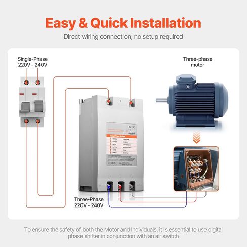 Happybuy 3 Phase Converter - 20HP 70A 220V Single Phase to 3 Phase Converter, 220V-240V Input/Output, Digital Phase Shifter for Residential & Light Commercial Use (Single Converter for One Motor) in Saudi Arabia