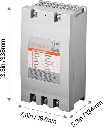Happybuy 3 Phase Converter - 20HP 70A 220V Single Phase to 3 Phase Converter, 220V-240V Input/Output, Digital Phase Shifter for Residential & Light Commercial Use (Single Converter for One Motor) in Saudi Arabia