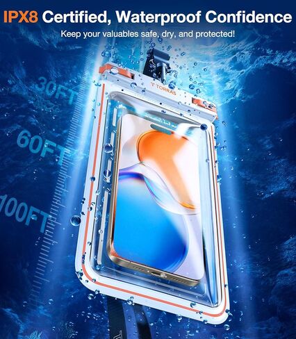 حقيبة هاتف TORRAS IPX8 مقاومة للماء عائمة، شاشة تحت الماء قابلة للمس، حافظة هاتف مقاومة للماء مع حبل لهاتف iPhone 15 Pro Max 14 13 12 Galaxy S24 Ultra S23 S22، حقيبة جافة للهاتف الخلوي 7.0، أسود in Kuwait