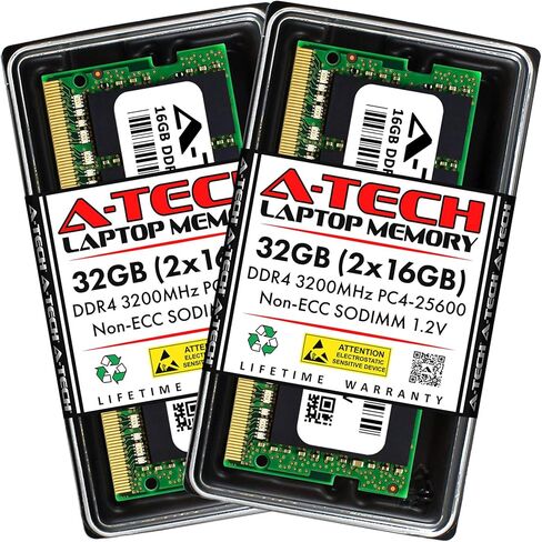 مجموعة A-Tech 32GB (2x16GB) RAM لـ Dell Optiplex 3000 Micro ، 5000 Micro ، 5090 Micro ، 7000 Micro (DDR4) ، 7010 Micro ، 7090 Micro | DDR4 3200MHz PC4-25600 SODIMM 1.2V 260-PIN ترقية الذاكرة SOC DIMM in Kuwait