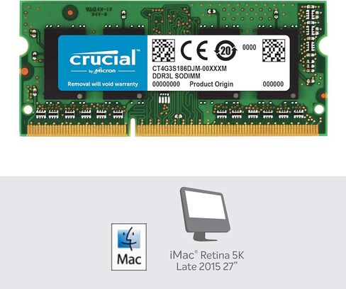 مجموعة حاسمة 16 جيجا بايت (8GBX2) DDR3/DDR3L 1866 MT/S (PC3-14900) SODIMM 204-PIN MEMORY لـ MAC-CT2K8G3S186DM in Kuwait