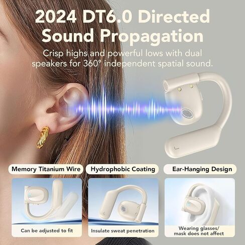 Open Ear Bluetooth 5.3 Earbuds,Wireless Headphones Sport Over Earphones Built-in 4 Mic with Ear Hooks 75H Playtime,Bluetooth Ear Buds with LED Digital Display,IPX5 Waterproof for Running Fitness/Black in Saudi Arabia