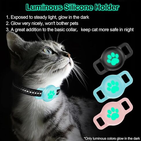 حامل بطاقة هوائية لطوق القطط لياقة القطط الهوائية، حامل بطاقة هوائية واقٍ لطوق الكلب الصغير Apple Airtag، عبوتان من حافظة Airtag ضد الفقدان وواقيات للحيوانات الأليفة - أسود in Kuwait