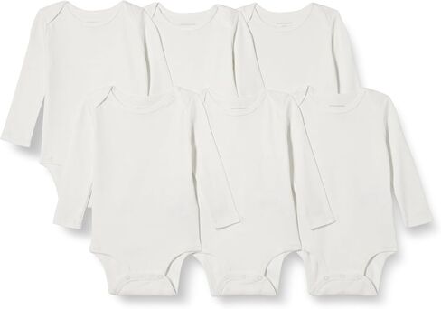 Amazon Essentials Unisex Babies' Long-Sleeve Bodysuits, Pack of 6, White/Grey Heather, 0-3 Months in Saudi Arabia