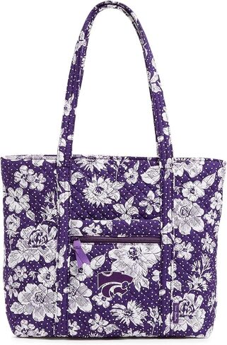 Vera Bradley Cotton Collegiate Vera Tote Bag (Multiple Teams Available), Purple/White Rain Garden with Texas Christian University in Saudi Arabia