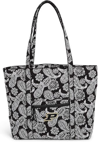 Vera Bradley Cotton Collegiate Vera Tote Bag (Multiple Teams Available), Purple/White Rain Garden with Texas Christian University in Saudi Arabia