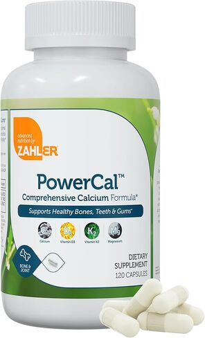 Zahler PowerCal, Calcium Supplement with Vitamin D, Promotes Healthy Bones Teeth and Gums, Certified Kosher, 180 Capsules in Saudi Arabia
