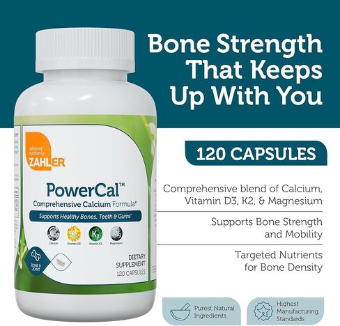Zahler PowerCal, Calcium Supplement with Vitamin D, Promotes Healthy Bones Teeth and Gums, Certified Kosher, 180 Capsules in Saudi Arabia