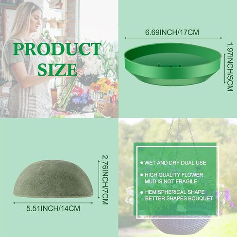 Frienda 8 Pcs Floral Dry Foam Half Ball with Bowl Floral Foam Blocks Floral Foam Rounds in Bowls Flower Craft Foam Balls for Artificial Flower Arrangement Birthday Wedding Party, 5.51 x 2.76 Inch in Saudi Arabia