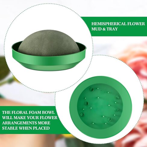 Frienda 8 Pcs Floral Dry Foam Half Ball with Bowl Floral Foam Blocks Floral Foam Rounds in Bowls Flower Craft Foam Balls for Artificial Flower Arrangement Birthday Wedding Party, 5.51 x 2.76 Inch in Saudi Arabia