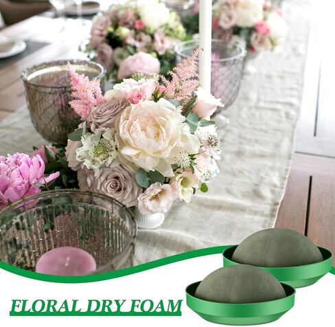Frienda 8 Pcs Floral Dry Foam Half Ball with Bowl Floral Foam Blocks Floral Foam Rounds in Bowls Flower Craft Foam Balls for Artificial Flower Arrangement Birthday Wedding Party, 5.51 x 2.76 Inch in Saudi Arabia