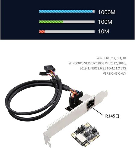 New 1 Port PCIe Network Card with Realtek RTL8111H Chip M.2 B-Key M-Key to RJ45 Ethernet 1000Mbps Adapter/Mini PCIE Gigabit Network Adapter Card 10/100/1000M (M.2 to RJ45) in Kuwait
