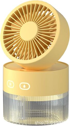 AJMIPO Wireless Humidifying Spray Fan USB Charging Desktop Folding Mini Fan Gift (Yellow,A) in Saudi Arabia