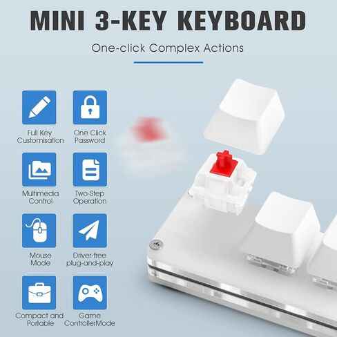 Ecarke USB Mini 3-Key OSU Keypad Hotswap One Handed Mechanical Gaming Keyboard Programming Macro Cherry Switch RGB Backlit Mini USB Keypad for Windows Mac macros or Rhythm Games in Saudi Arabia
