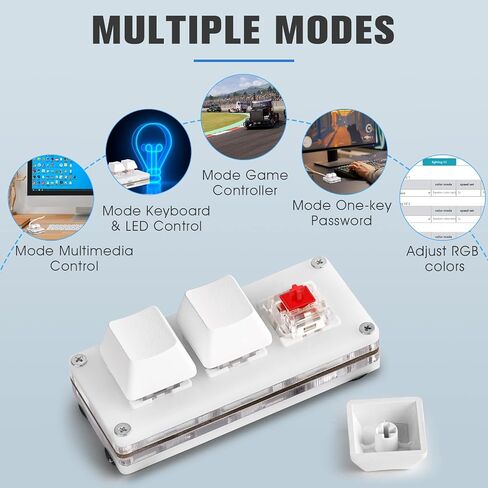 Ecarke USB Mini 3-Key OSU Keypad Hotswap One Handed Mechanical Gaming Keyboard Programming Macro Cherry Switch RGB Backlit Mini USB Keypad for Windows Mac macros or Rhythm Games in Saudi Arabia