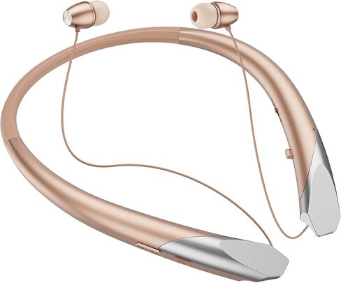 Neckband Bluetooth Headphones with Wireless Retractable Earbuds, Built-in Mic & Vibration Alerts - IPX5 Sweatproof Earphones, Noise Cancelling Headset for Sports, Running, Driving (Black) in Kuwait