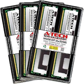 A-Tech 192GB Kit (6x32GB) RAM for Dell PowerEdge R320, T320 | DDR3 1333MHz PC3L-10600 ECC RDIMM 4Rx4 1.35V Registered Server Memory Upgrade
