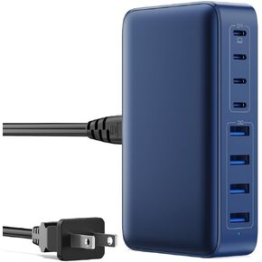 USB C Charger Block 515W [2025 تم ترقيته] GAN IV 8 Port Fast Charge Station Hub ، PD 100W USB C LAPTOP Charger متوافق مع MacBook Pro/AIR ، iPad ، iPhone 16/15 ، Galaxy S23/S24 Steam DECK XPS