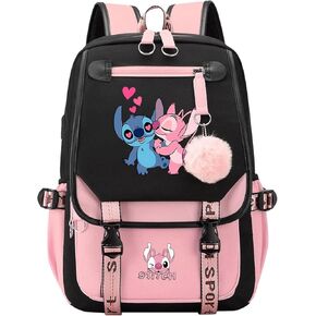 Fashionable Computer Backpack Youth School Casual Backpack with USB Port, Travel Business Backpack Cartoon Luminous Pattern (pink 1)