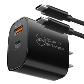 PD 20W Fast Charger Compatible with Meta Quest 3 3S VR Headset, Dual Port USB Wall Charger + Type C Power Cord for Oculus Quest 2 Headset Accessories, 6.6Ft C to C Charging Cable White