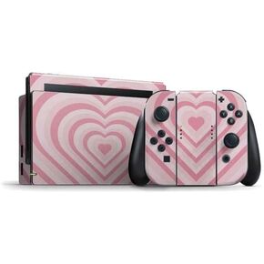 ألعاب Skinit Scenit Maming Skin متوافقة مع حزمة Nintendo Switch - تصميم قلوب صفراء وبيضاء