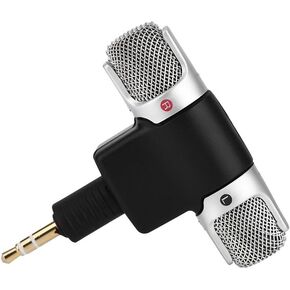 Stereo Microphone, 3.5mm Mini 3 Pole Stereo Omnidirectional Mic Portable Microphone Compatible for Mobile Phone Pad PC Laptop Studio Video