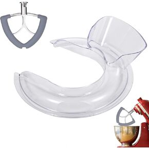 Pouring Shield Paddle Beater Compatible with KitchenAid 4.5-5QT Mixer Bowl and Stainless Steel Flex Edge Beater for Kitchenaid Mixer, Paddle Attachment for Mixer 4.5-5 QT Tilt-Head with Silicone Edge