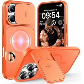 TOCOL for iPhone 16 Pro Case مع غطاء الكاميرا الشريحة ، زر Kickstand و Camera Control ، مناسب لـ Magsafe ، علبة هاتف صلبة وعرة ، غير انزلاق ، حماية إسقاط ، أسود