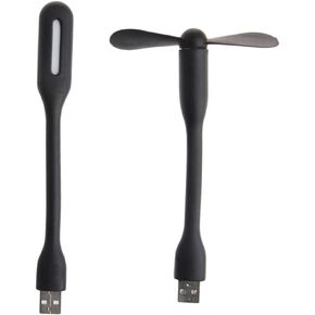 USB Fan Flexible Portable Bendable Fan with LED Light for Computer LED Light Gadget USB Camping Gear Desk Fan and Light USB Powered LED Light and Fan
