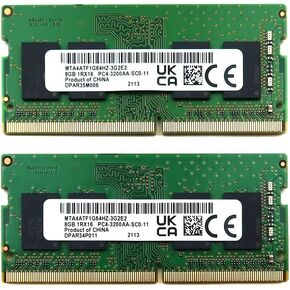 Laptop Memory Module Kit MTA4ATF1G64HZ-3G2E2 Compatible Replacement Spare Part for Micron MTA4ATF1G64HZ 16GB (2x8GB) 1Rx16 DDR4 SO-DIMM PC4-25600 3200MHz 260-Pin Non-ECC CL22 1.2V
