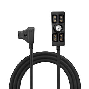 D Tap Male to 4 Port D Tap Female Splitter Hub Power Cable with 1/4" Mount Screw LED Indicator, Suitable for V/Gold Mount Battery, ARRI, RED, Teradek, SmallHD, SmallRig, TILTA, Camera Accessories, 25"