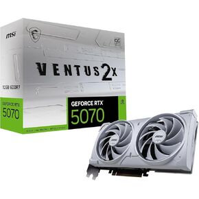 MSI GeForce RTX 5070 12G Ventus 2X OC White Graphics Card - RTX 5070 GPU, 12GB GDDR7 (28Gbps/192-bit), PCIe 5.0 - Dual Fan Thermal Design (2 x TORX Fan 5.0) - HDMI 2.1b, DisplayPort 2.1b
