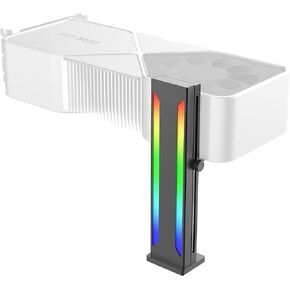 DS White RGB Graphics Card GPU Support Bracket, Single Slot Cards, Support Video Card Holder Bracket with 5V 3PIN ARGB LED, Anodized Aerospace Aluminum (H Series)
