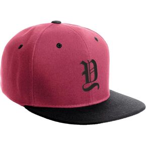 Daxton Classic Snapback Hat Old English Black Font Alphabet A to Z Flat Bill Bisor Cap