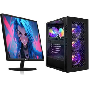 STGAubron Gaming PC Bundle with 24 inch FHD LED Monitor-Radeon RX 5700 8G, Intel Core I7 8th up to 4.1GHz, 16G DDR4, 512G SSD, RGB Fan x4, Windows 11 Home