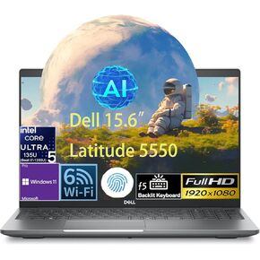 Dell Latitude 5550 15.6 "FHD Business Laptop ، Intel Ultra 5 135U (12-core ، Beat I7-1355U) ، 16GB DDR5 RAM ، 1TB SSD ، WiFi 6 ، Bluetooth ، لوحة مفاتيح خلفية ، قارئ بصمات الأصابع ، Windows 11 Pro