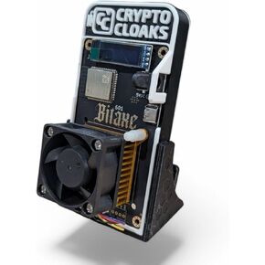BitAxe Gamma Bitcoin Miner, 1-1.2 TH/s, PSU, Custom CryptoCloaks Stand Included (Black & White)