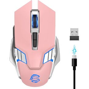 Bluetooth Gaming Mouse, RGB Rechargeable USB Wireless Mouse, Quiet Click, LED Backlit, Ergonomic, with Side Button, 6 Button, DPI Adjustable, Computer Mice for Laptop PC MacBook Chromebook - Orange