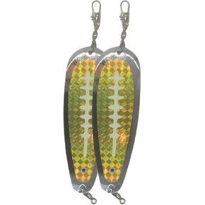 Kokanee Salmon Finished Teardrop Flashers – Durable Chrome Plated Steel Fishing Flashers for Salmon & Trout Trolling – Vibrant Color & Design Variety – 2 Pack Options